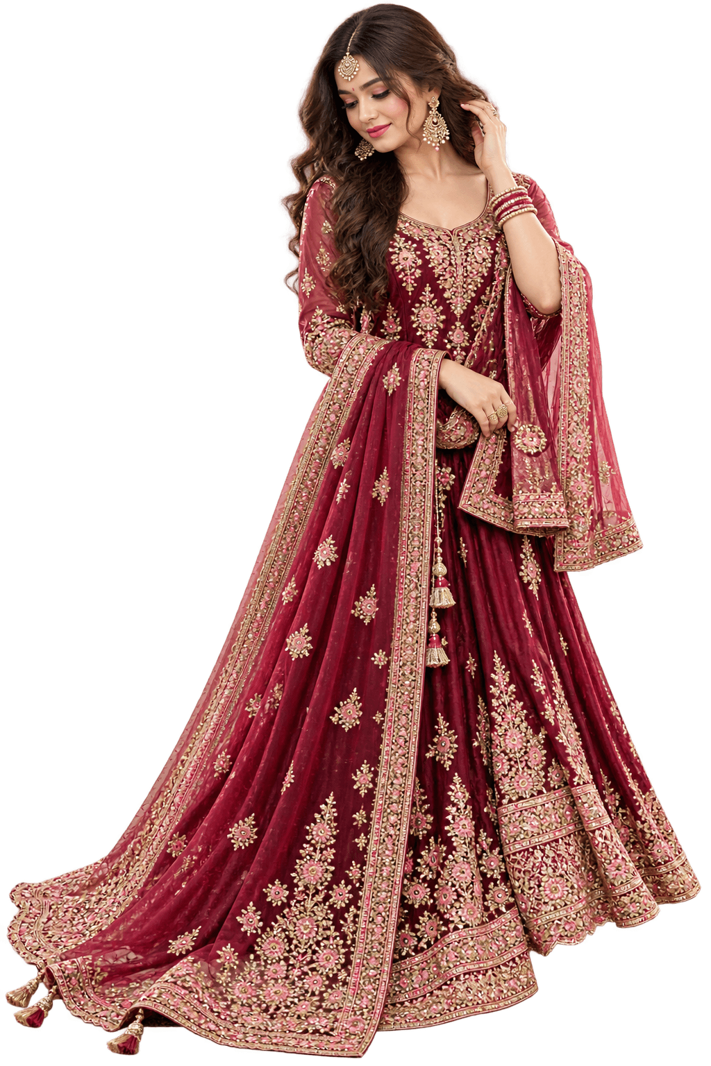 Woman wearing a beautiful festive Indian suit